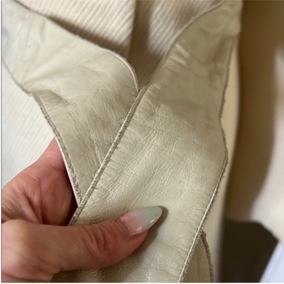 Mackage | Women’s Size S Cream Wool Coat with Leather Trim Accents + Belt - Picture 5 of 14